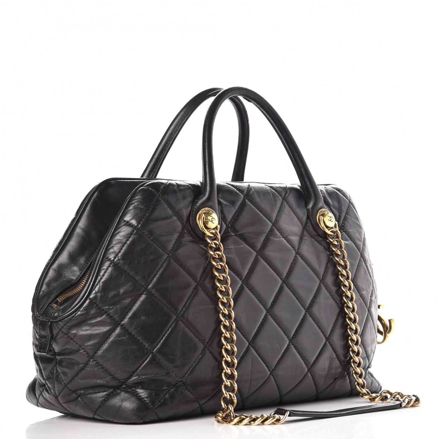 Chanel Glazed Calfskin Castle Rock Bowling Bag Black 3 of 18