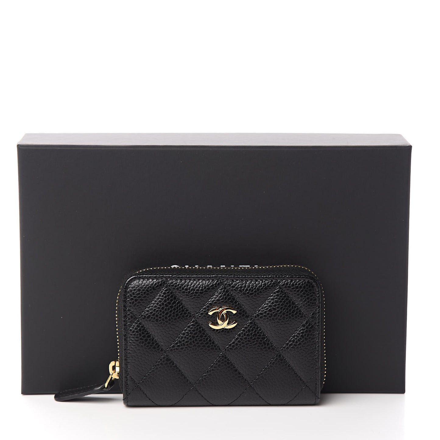 Caviar Quilted Zip Coin Purse Black