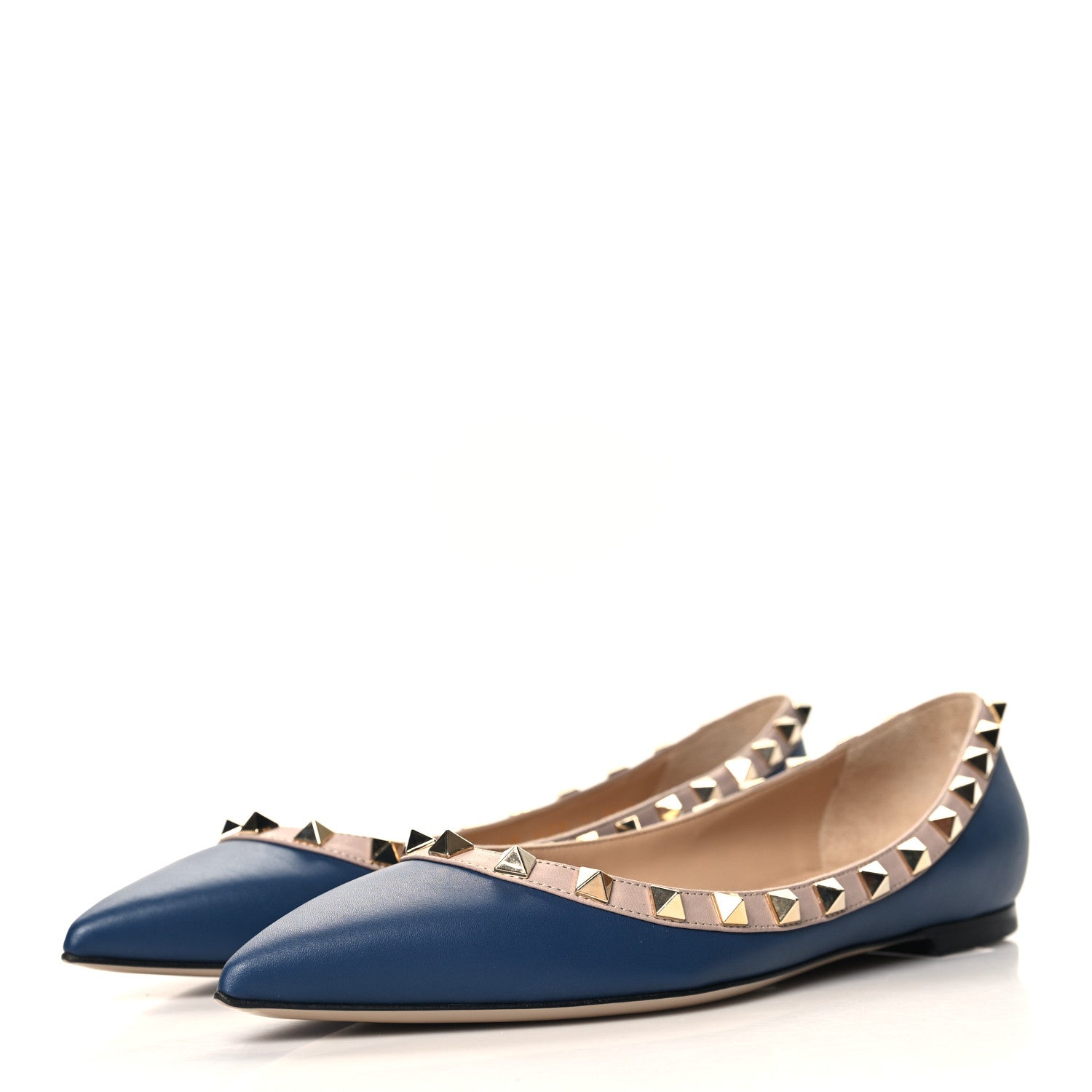 Valentino Garavani Calfskin Nappa Rockstud Ballerina Flats 36.5 Indigo Poudre 4 of 10
