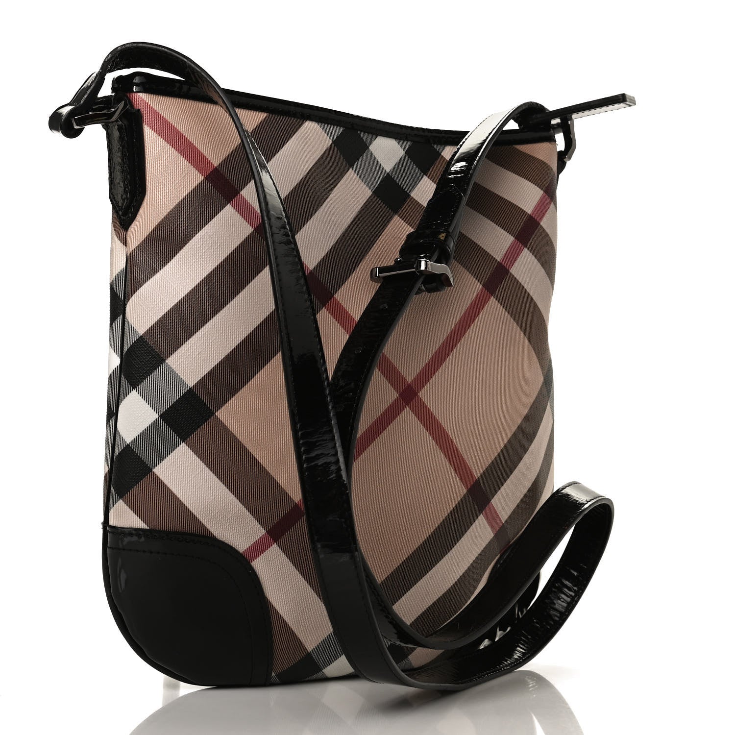 Burberry Patent Nova Check Dryden Crossbody Bag Black 3 of 12