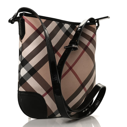 Burberry Patent Nova Check Dryden Crossbody Bag Black 3 of 12