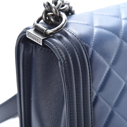 Chanel Calfskin Ombre Faded Quilted New Medium Boy Flap Blue 13 of 16