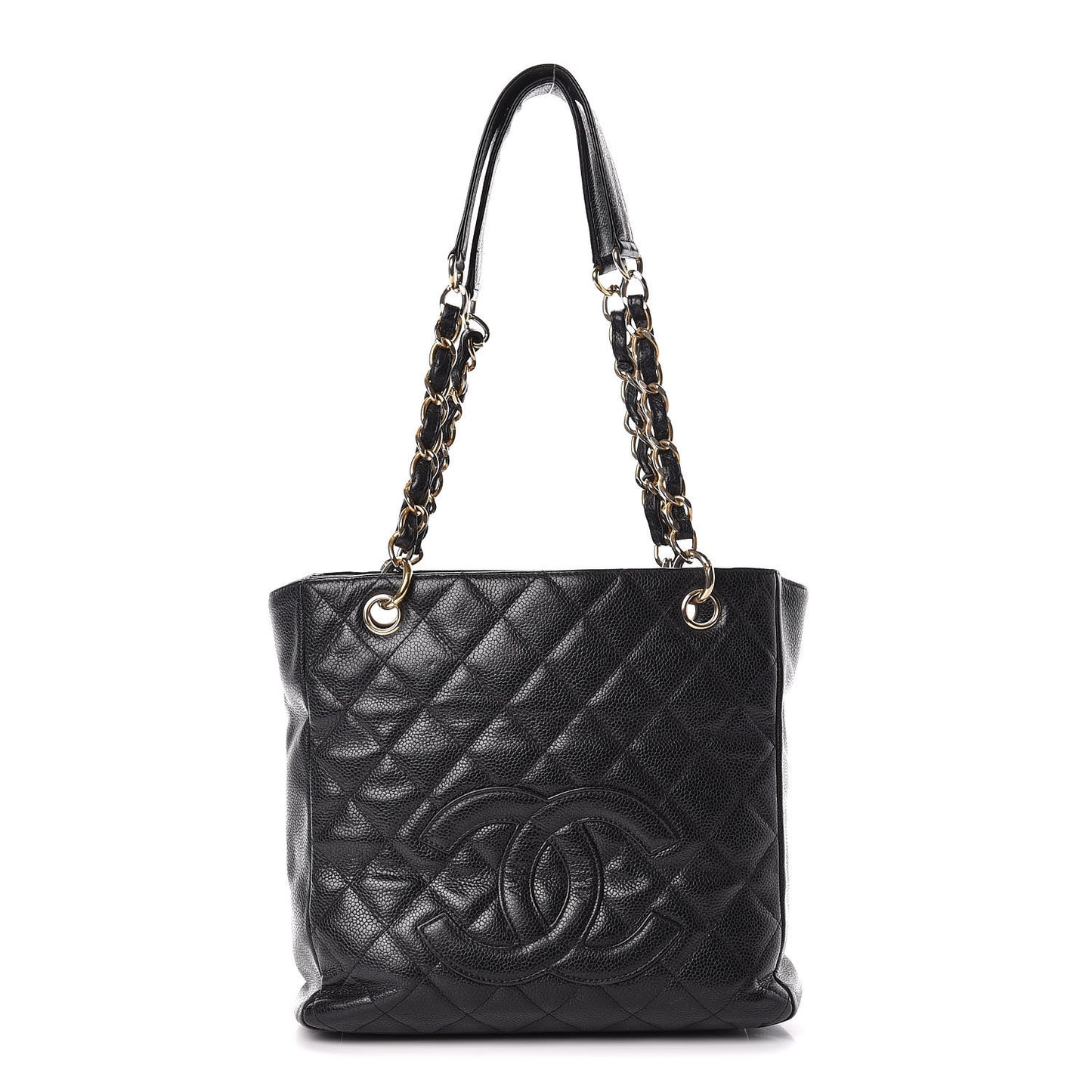 Caviar Quilted Petit Shopping Tote PST Black