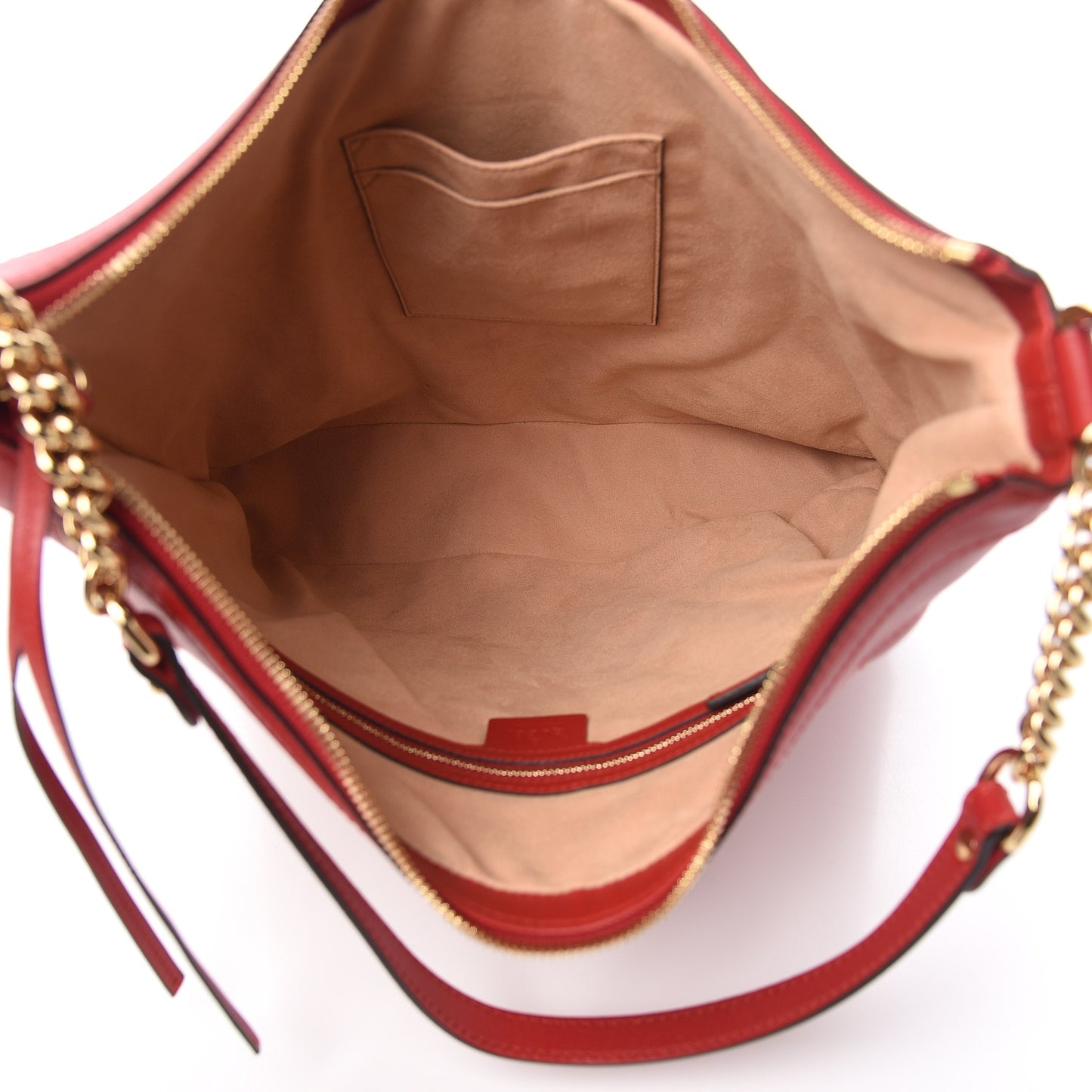 Apollo Calfskin GG Dadini Embroidered Chain Hobo Hibiscus Red