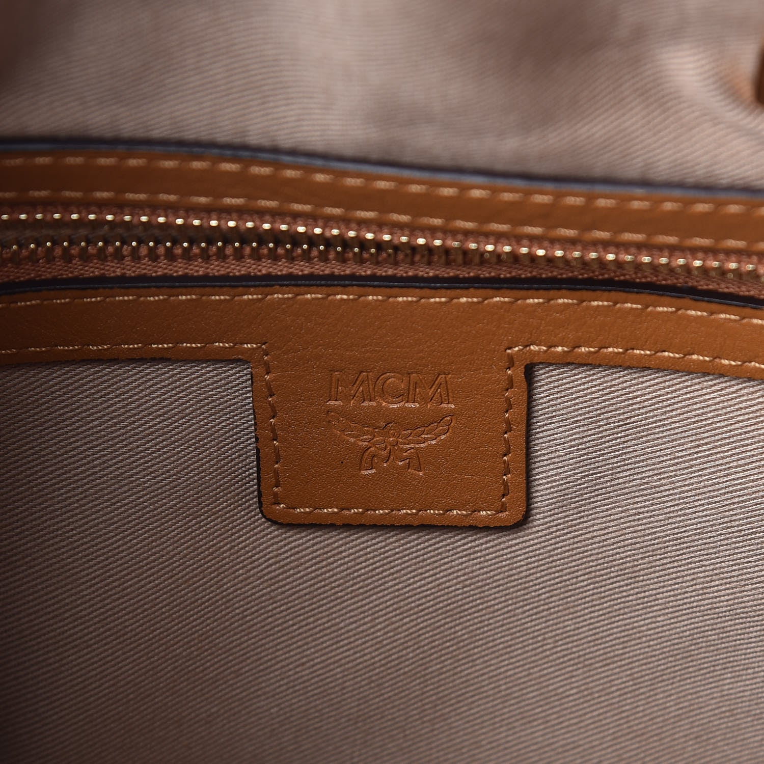 MCM Visetos Medium Boston Bag Cognac 6 of 9