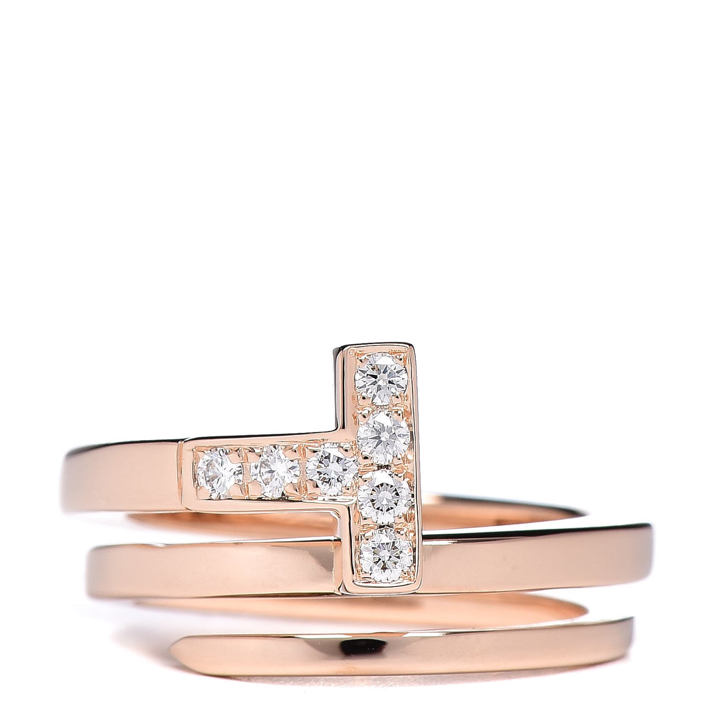 18K Rose Gold Diamond T Square Wrap Ring 47 4