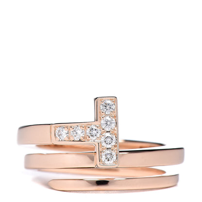 Tiffany 18K Rose Gold Diamond T Square Wrap Ring 47 4 1 of 5