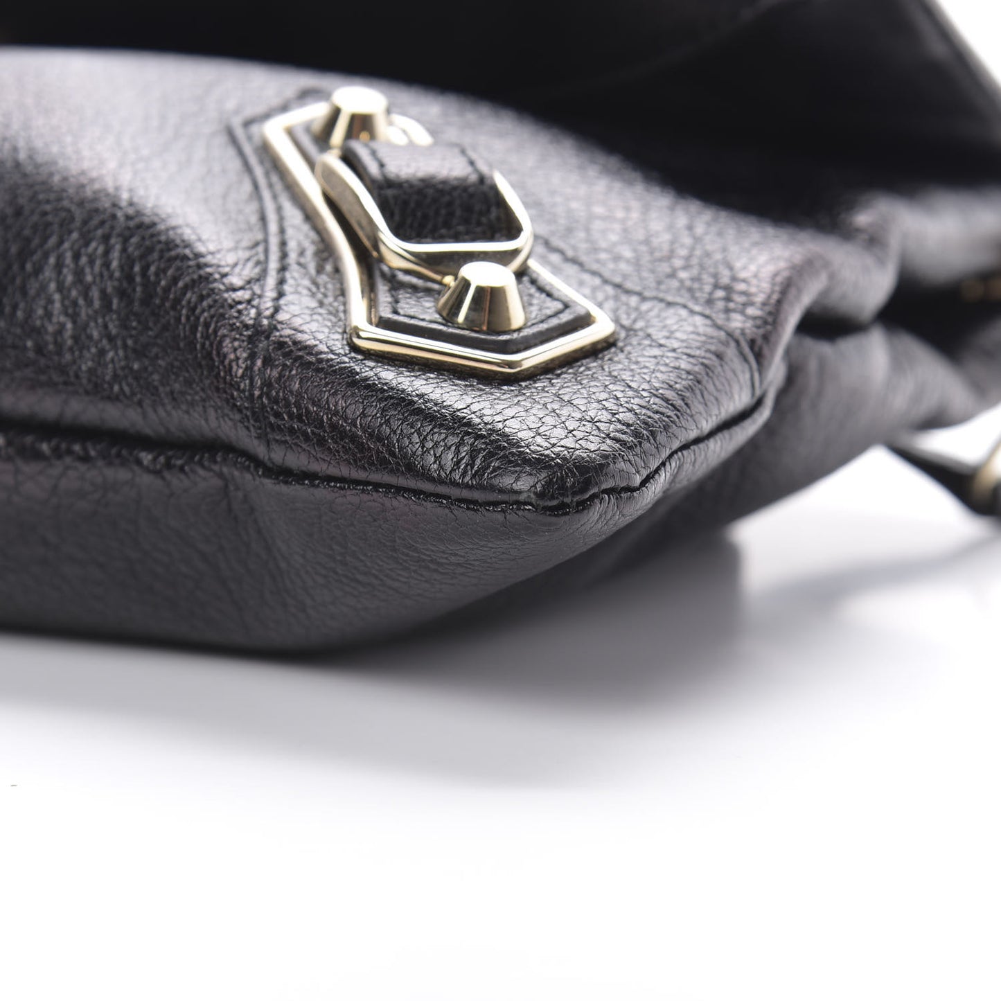 Chevre Gold Metallic Edge Hardware Envelope Clutch Black