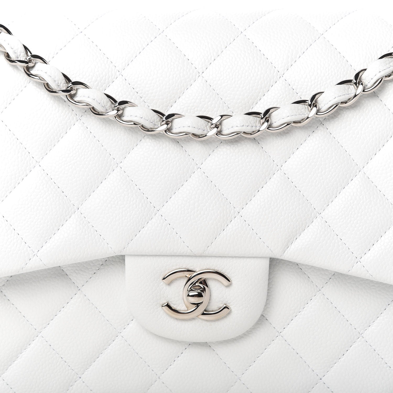 Chanel Caviar Quilted Jumbo Double Flap White 10 of 10
