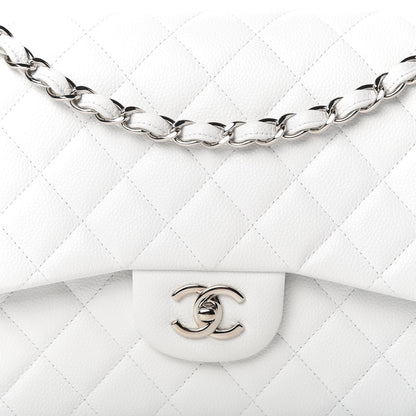 Chanel Caviar Quilted Jumbo Double Flap White 10 of 10