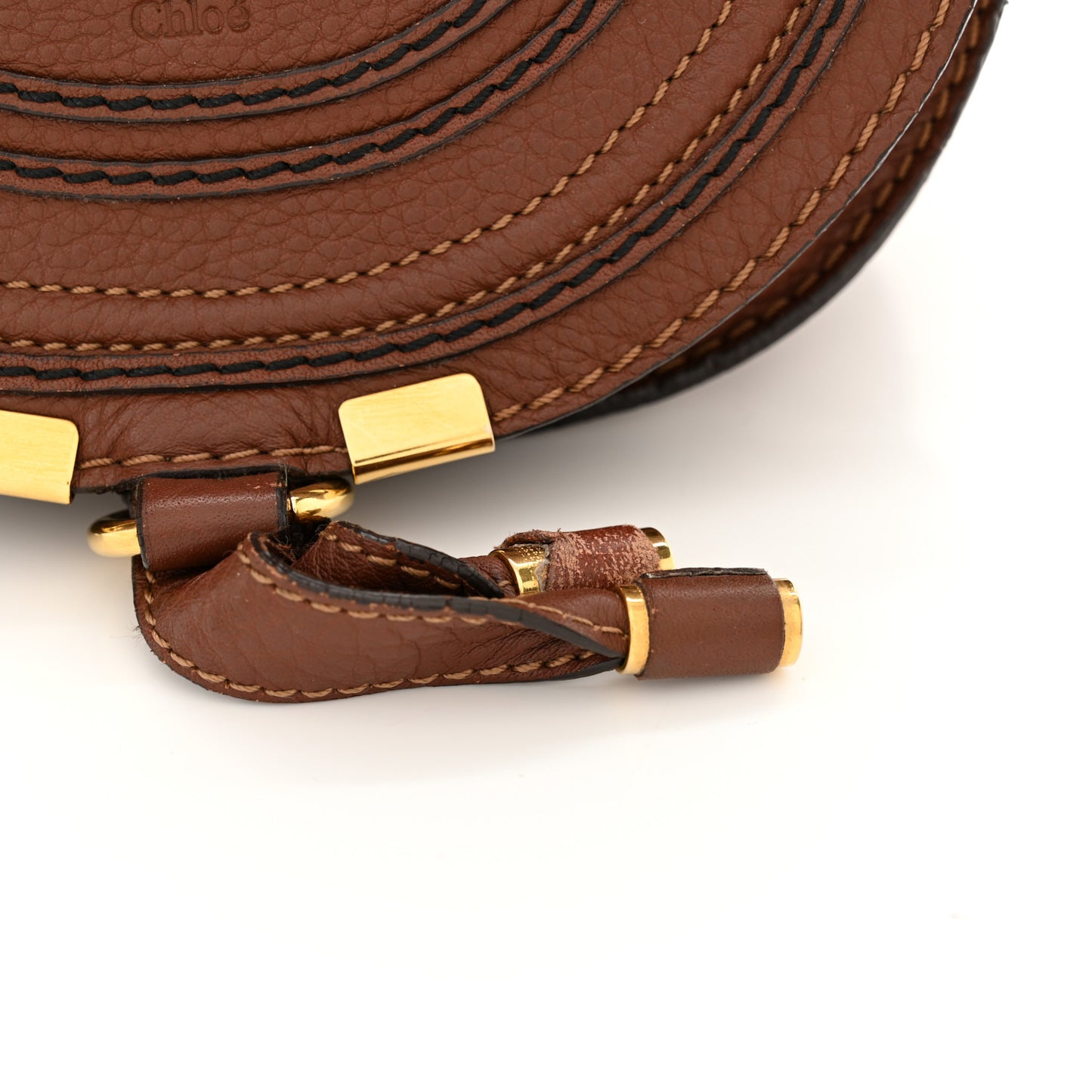 Calfskin Small Marcie Round Crossbody Bag Caramel