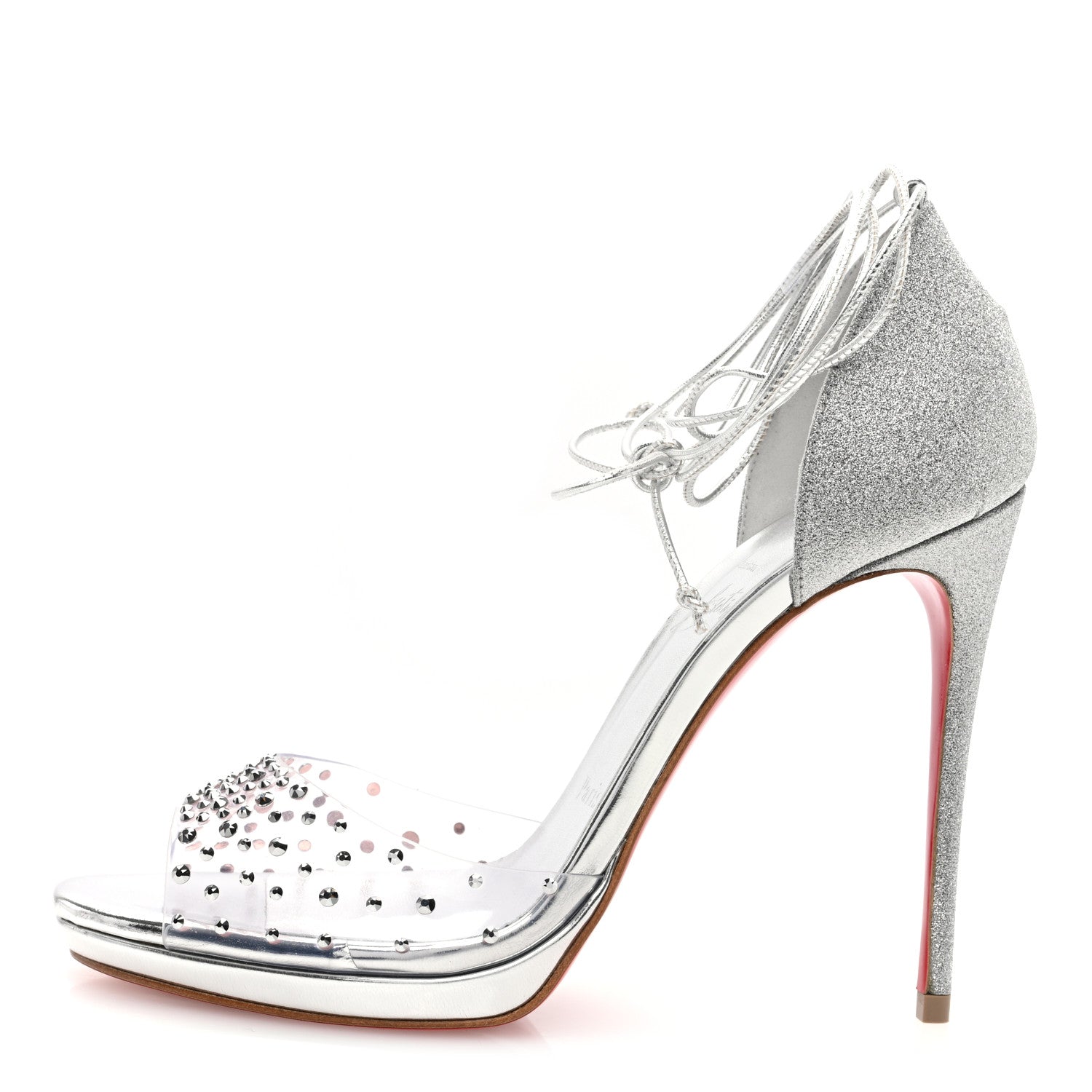 Christian Louboutin PVC Glitter Crystal Degratina Frou 120 Pumps 37 Silver 1 of 8