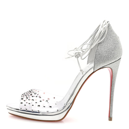 Christian Louboutin PVC Glitter Crystal Degratina Frou 120 Pumps 37 Silver 1 of 8