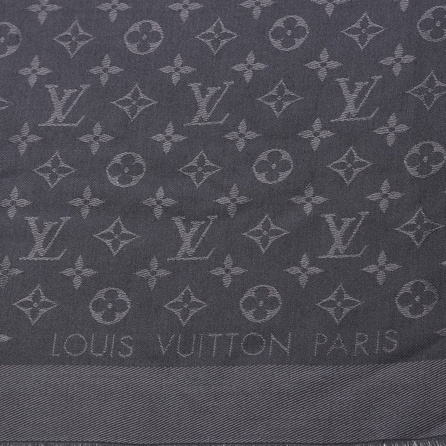 Wool Silk Monogram Shawl Anthracite