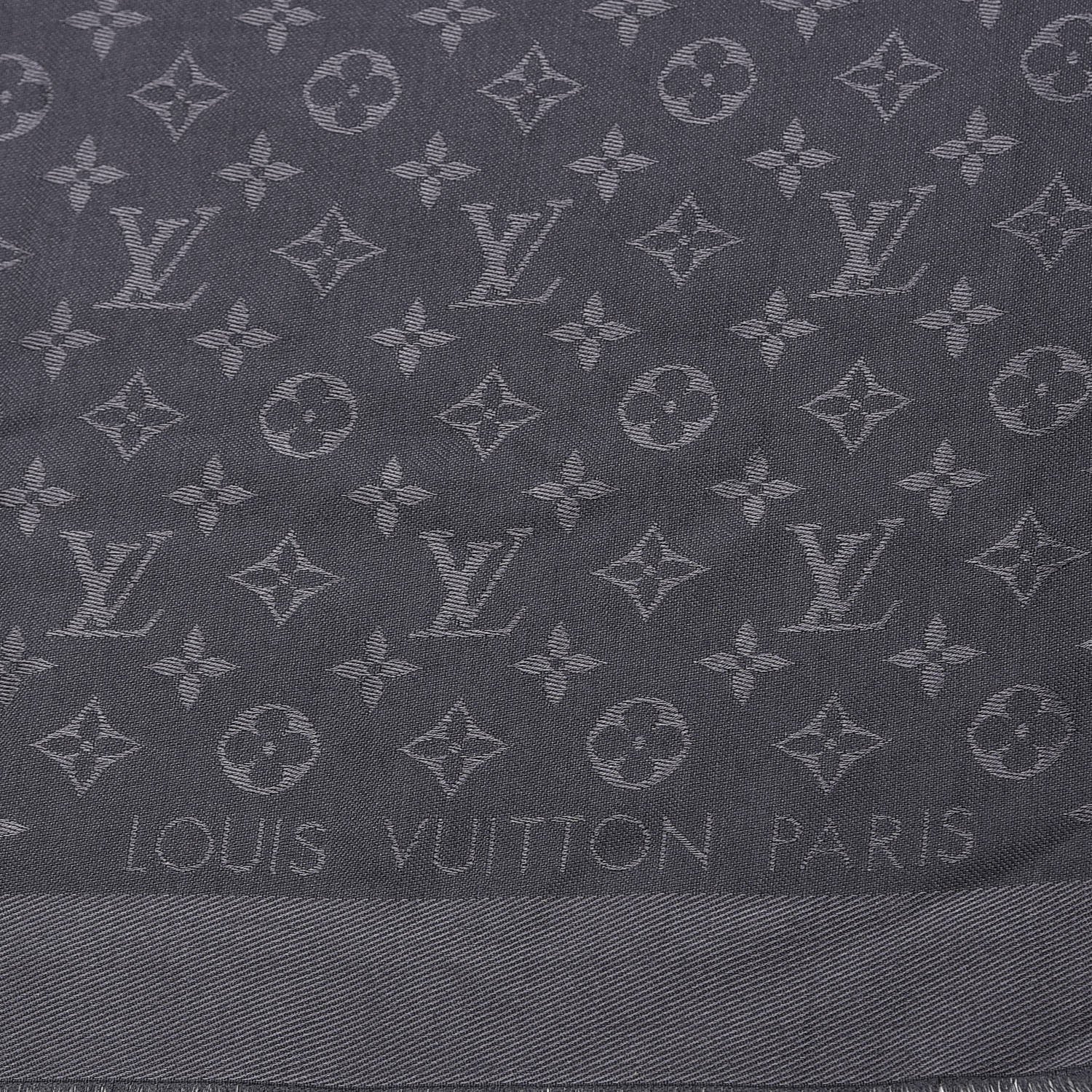 Louis Vuitton Wool Silk Monogram Shawl Anthracite 3 of 5
