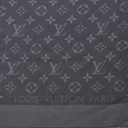 Louis Vuitton Wool Silk Monogram Shawl Anthracite 3 of 5