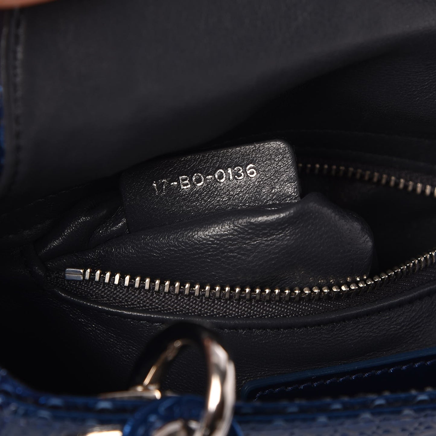 Metallic Patent Micro-Cannage Mini Lady Dior Blue