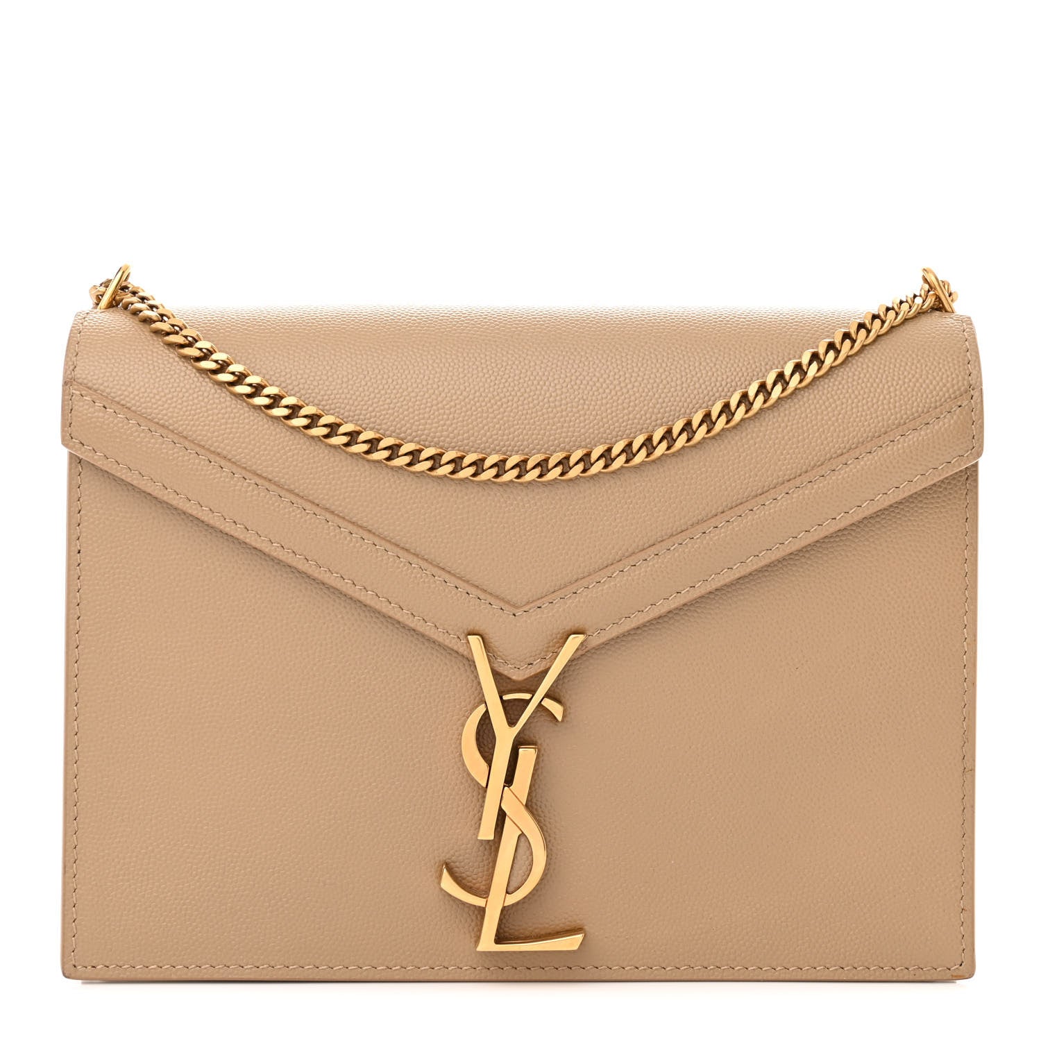 Saint Laurent Grain De Poudre Monogram Cassandra Clasp Bag Latte 1 of 9