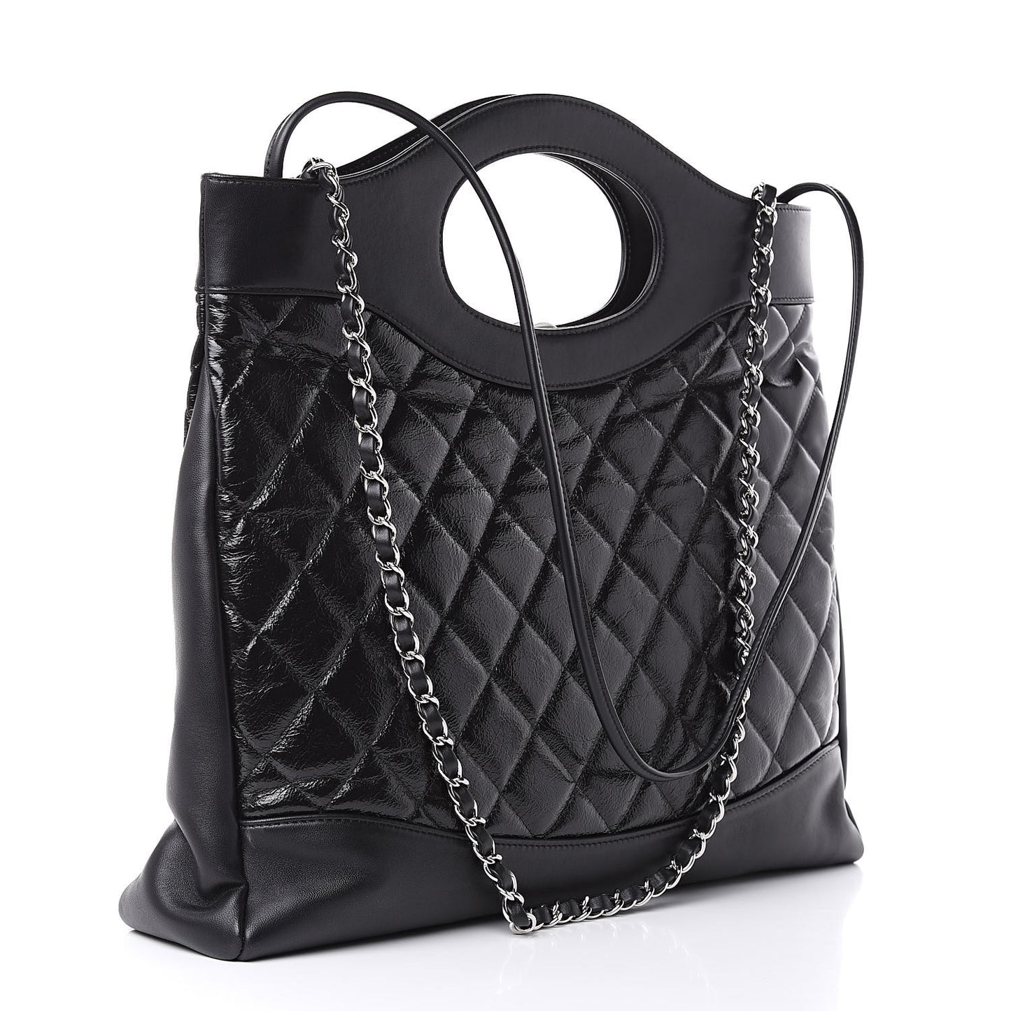 Aged Calfskin Quilted Large 31 Shopping Bag Black