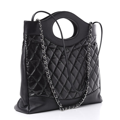 Chanel Aged Calfskin Quilted Large 31 Shopping Bag Black 3 of 11