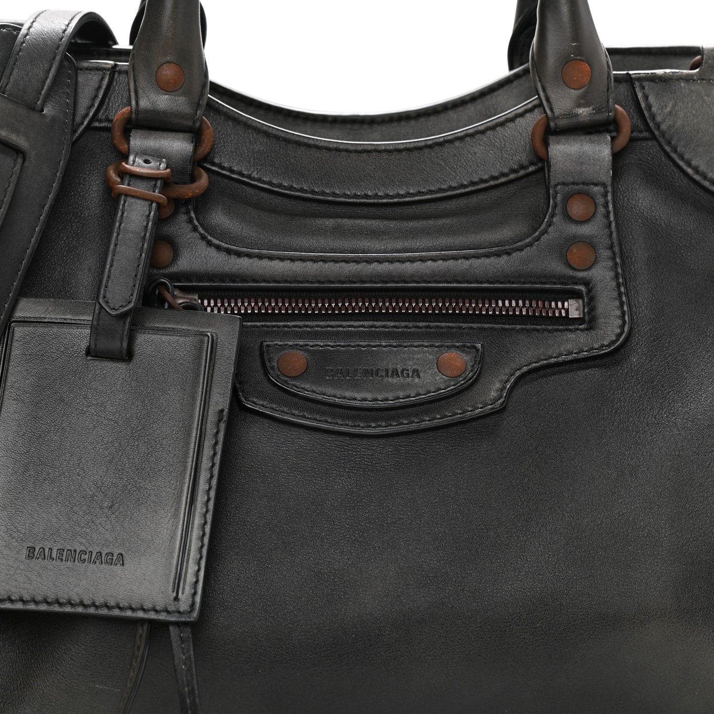 Used Calfskin Rust Hardware Neo Classic City Black