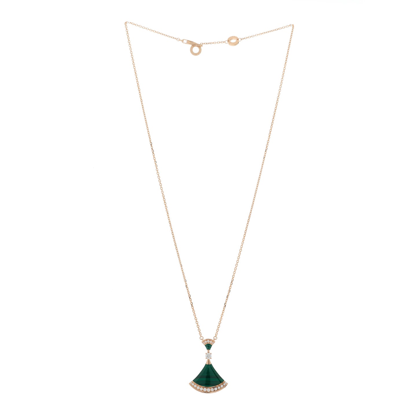 18K Rose Gold Diamond Malachite Divas' Dream Pendant Necklace