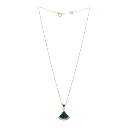 Bulgari 18K Rose Gold Diamond Malachite Divas' Dream Pendant Necklace 3 of 10