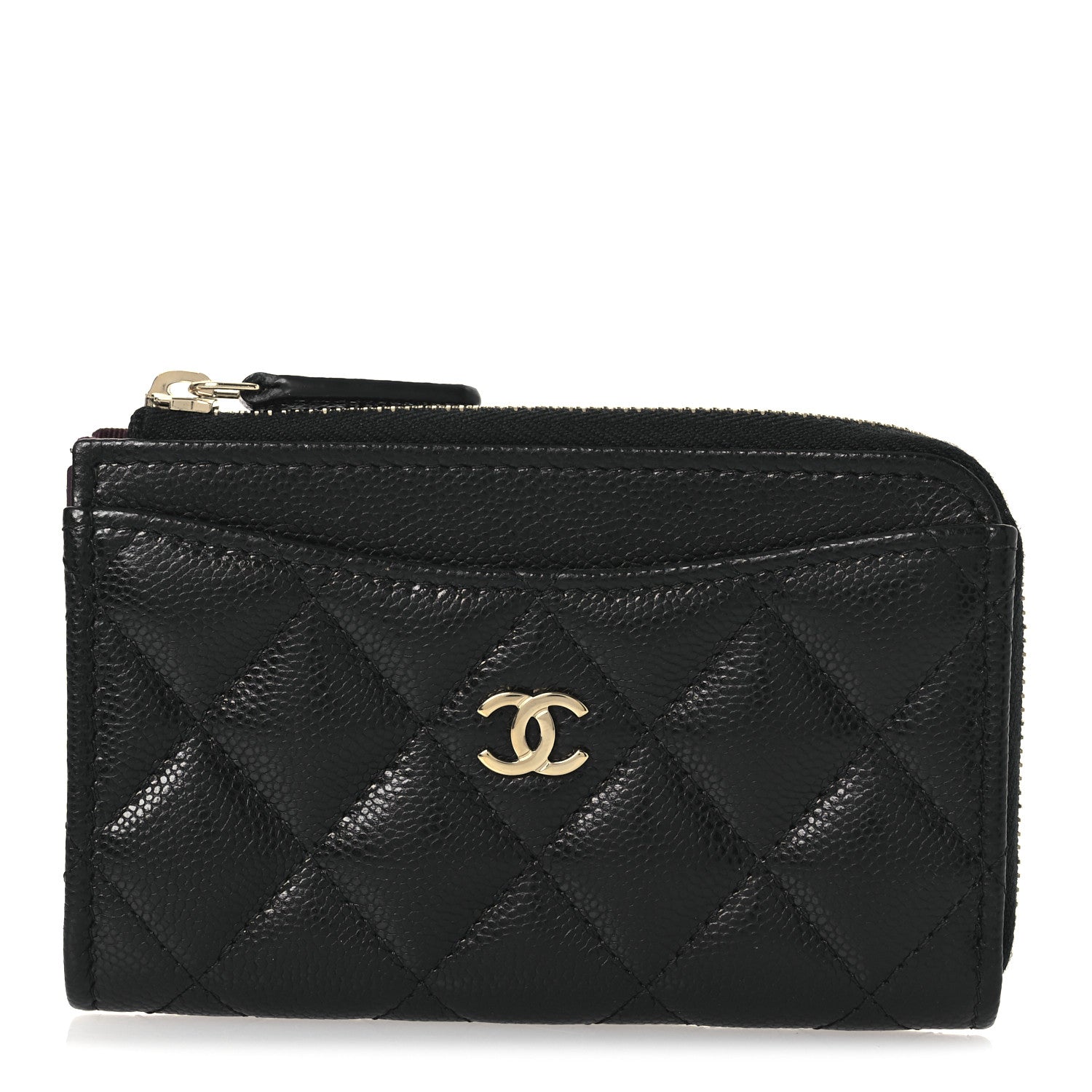 Chanel Caviar Quilted CC Zip Around Card Holder Black 1 of 7