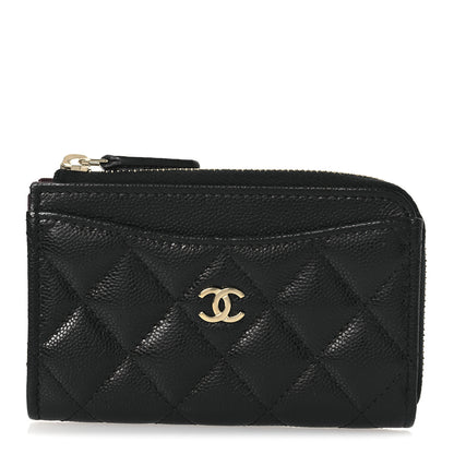 Chanel Caviar Quilted CC Zip Around Card Holder Black 1 of 7