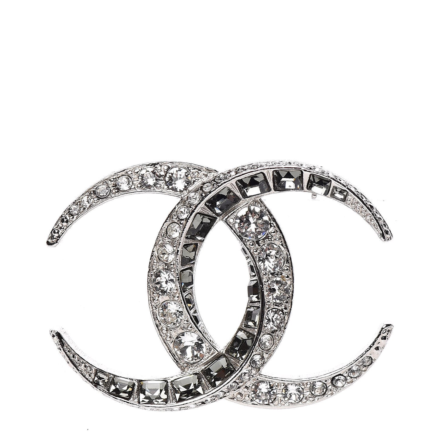 Baguette Crystal Dubai CC Brooch Silver