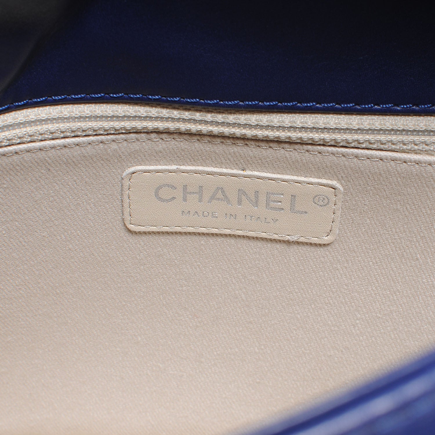 Chanel Lambskin Hamptons Large Shopping Bag Dark Blue 6 of 7