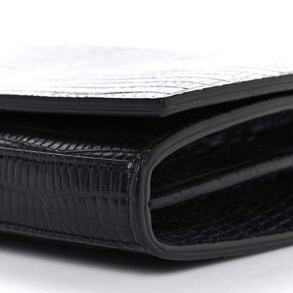 Saint Laurent Lambskin Lizard Embossed Classic Paris Chain Wallet Black 8 of 9