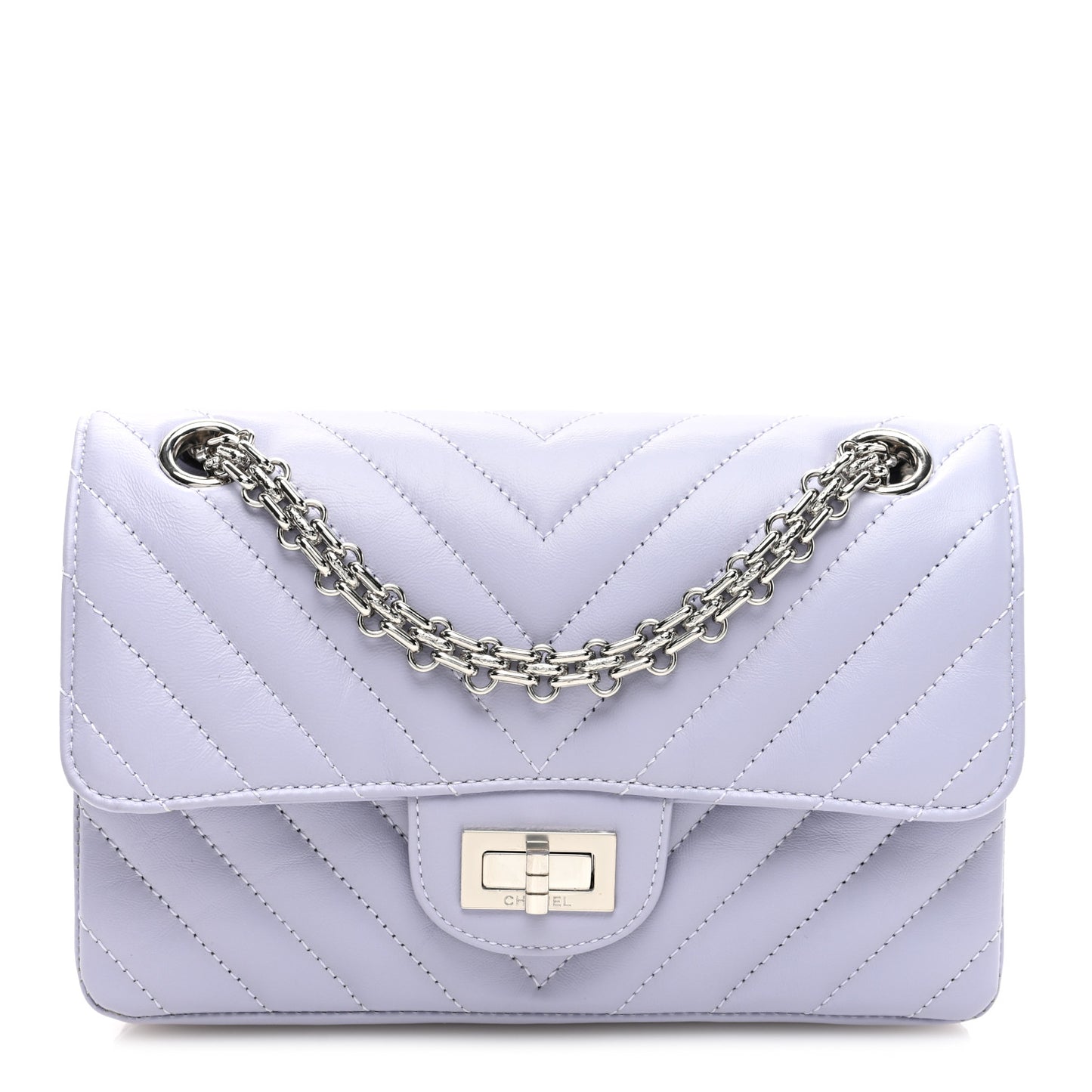 Aged Calfskin Chevron Quilted 2.55 Reissue Mini Flap Light Purple