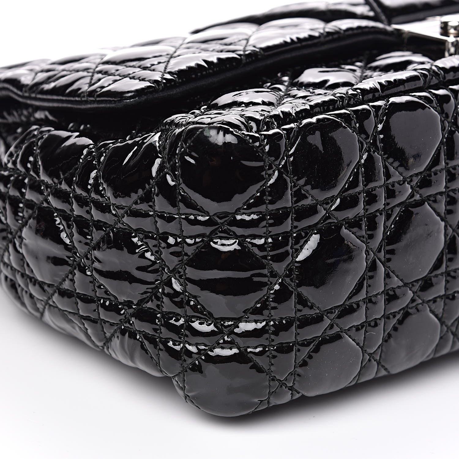 Christian Dior Patent Cannage Large New Lock Flap Bag Black 7 of 15