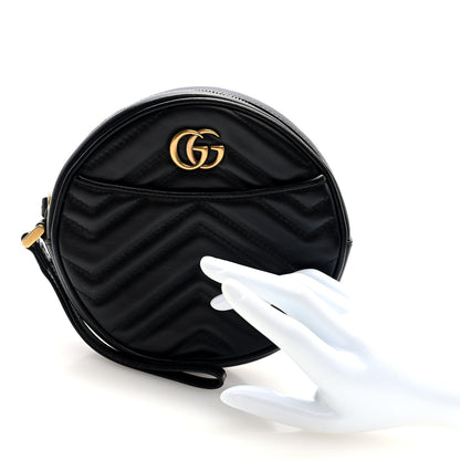 Gucci Calfskin Matelasse GG Marmont Round Wrist Wallet Black 2 of 6