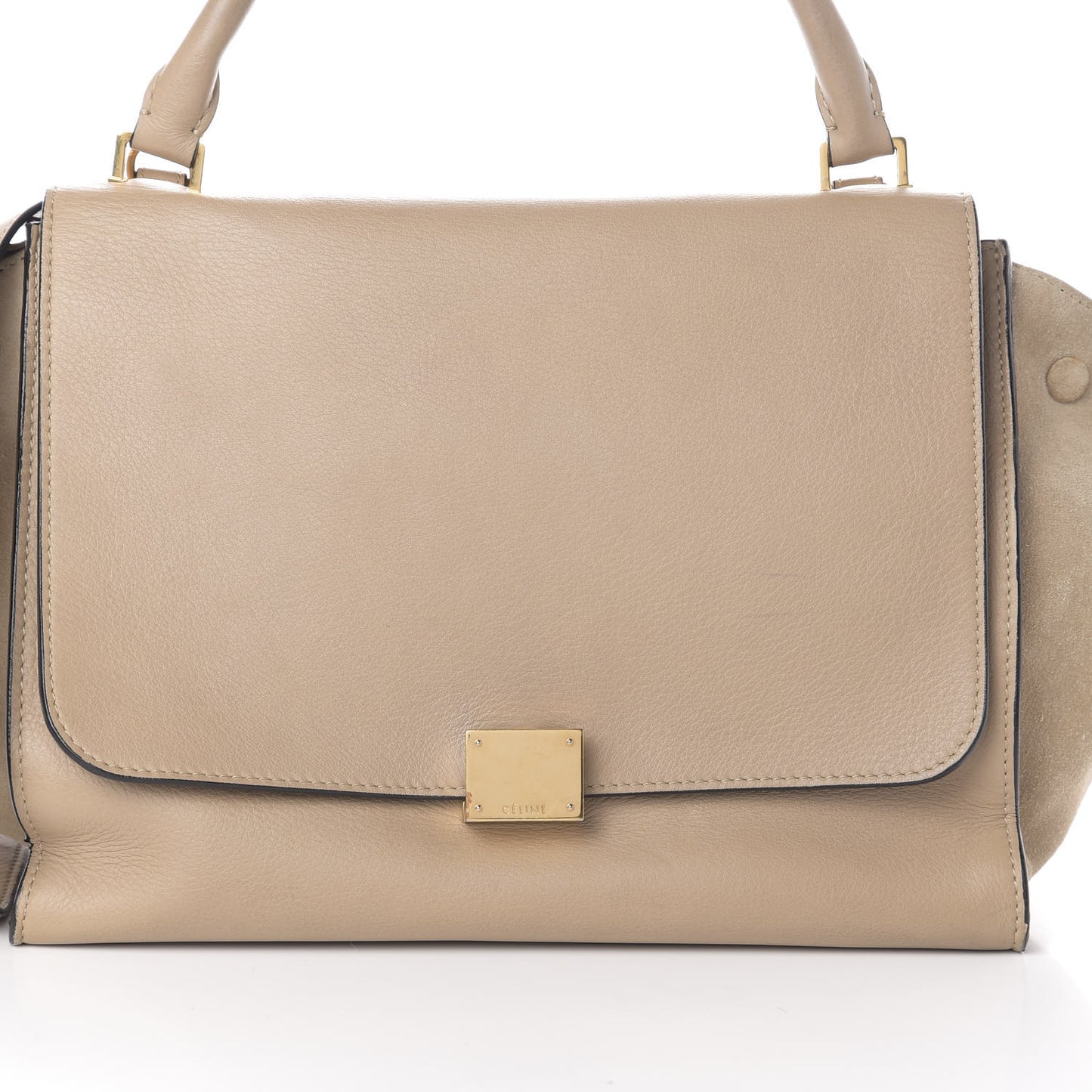 Drummed Calfskin Suede Medium Trapeze Dune