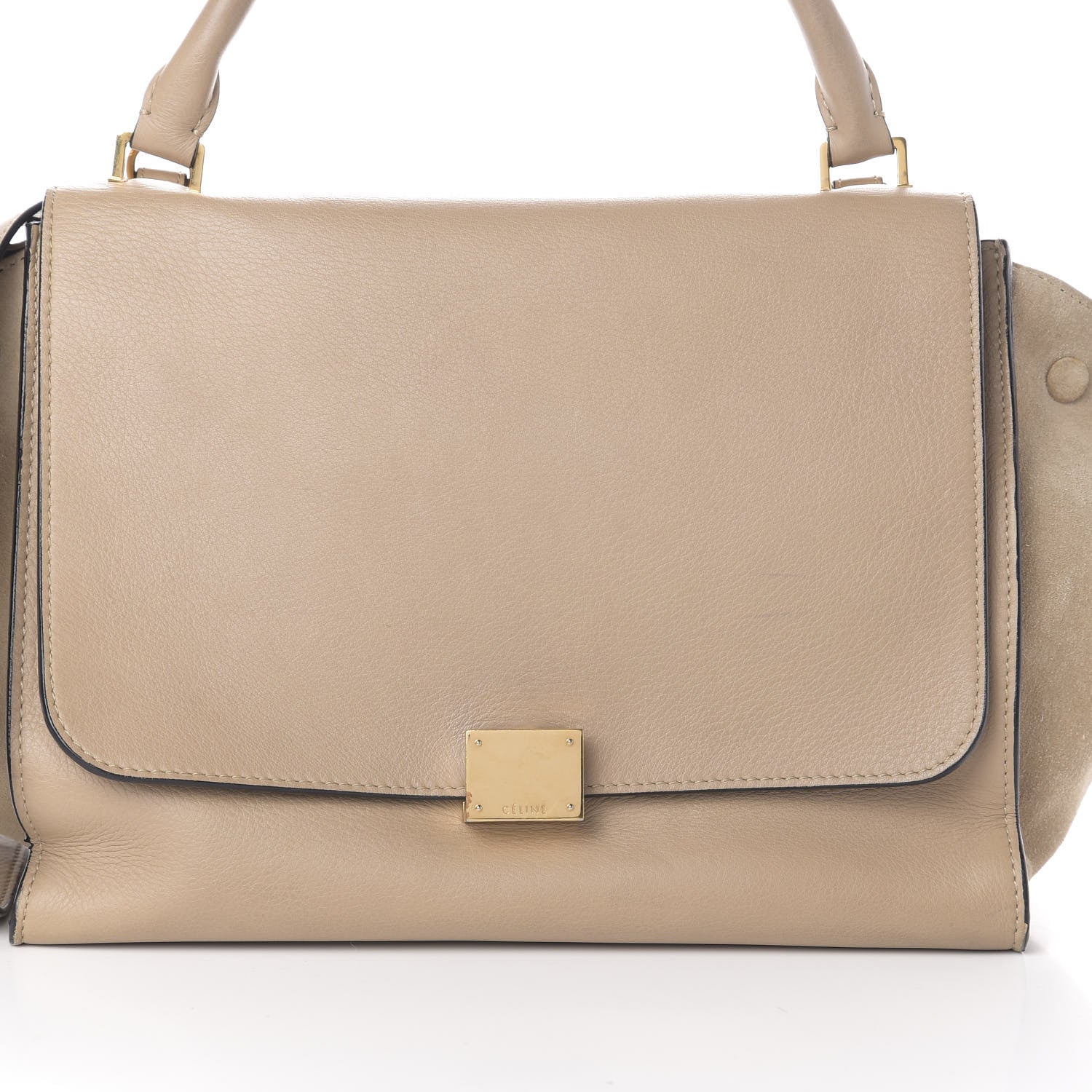 Celine Drummed Calfskin Suede Medium Trapeze Dune 8 of 10