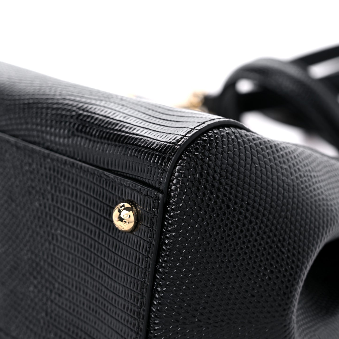 Lizard Calfskin Embossed Medium Miss Sicily Satchel Black