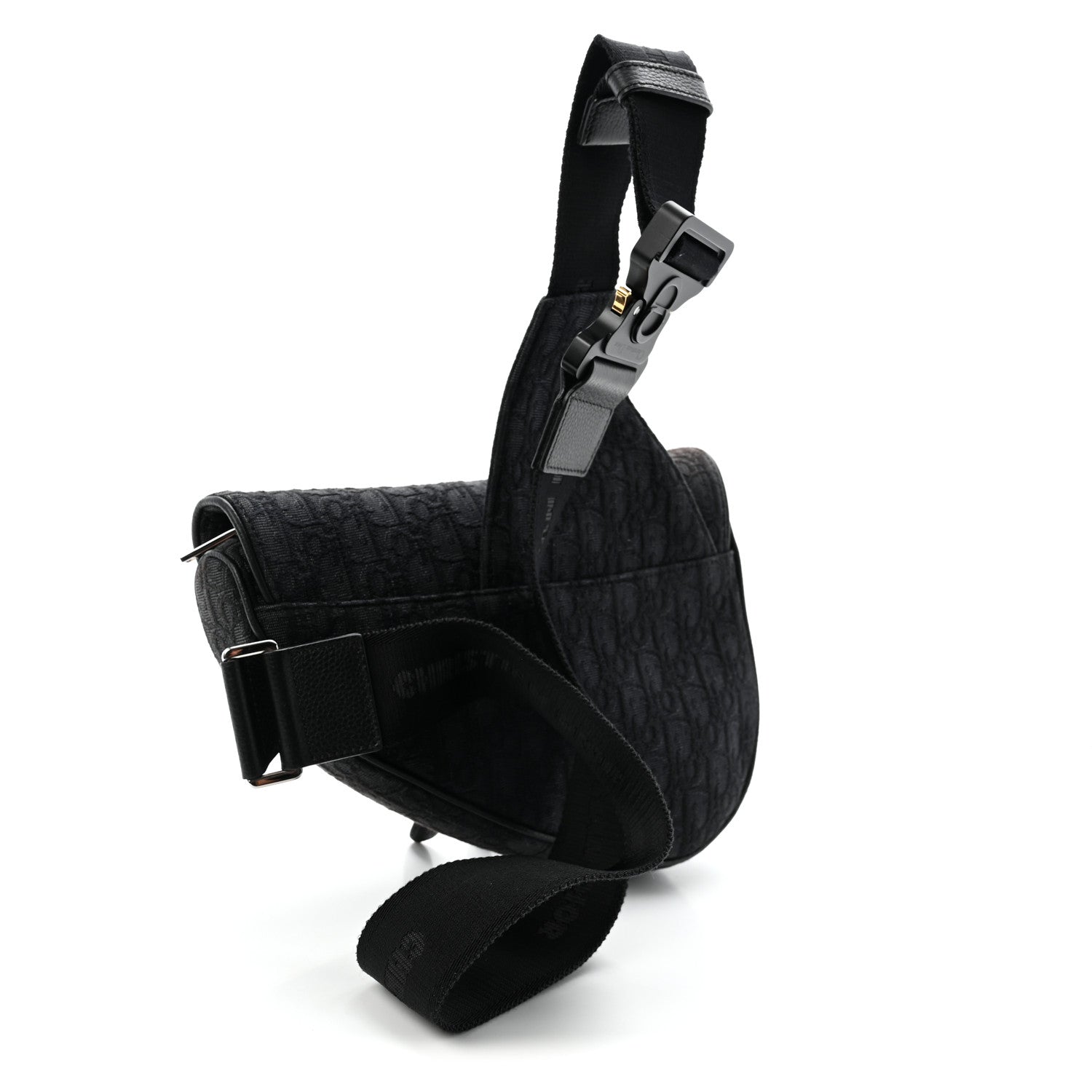 Christian Dior Oblique Mens Saddle Bag Black Blue 3 of 11