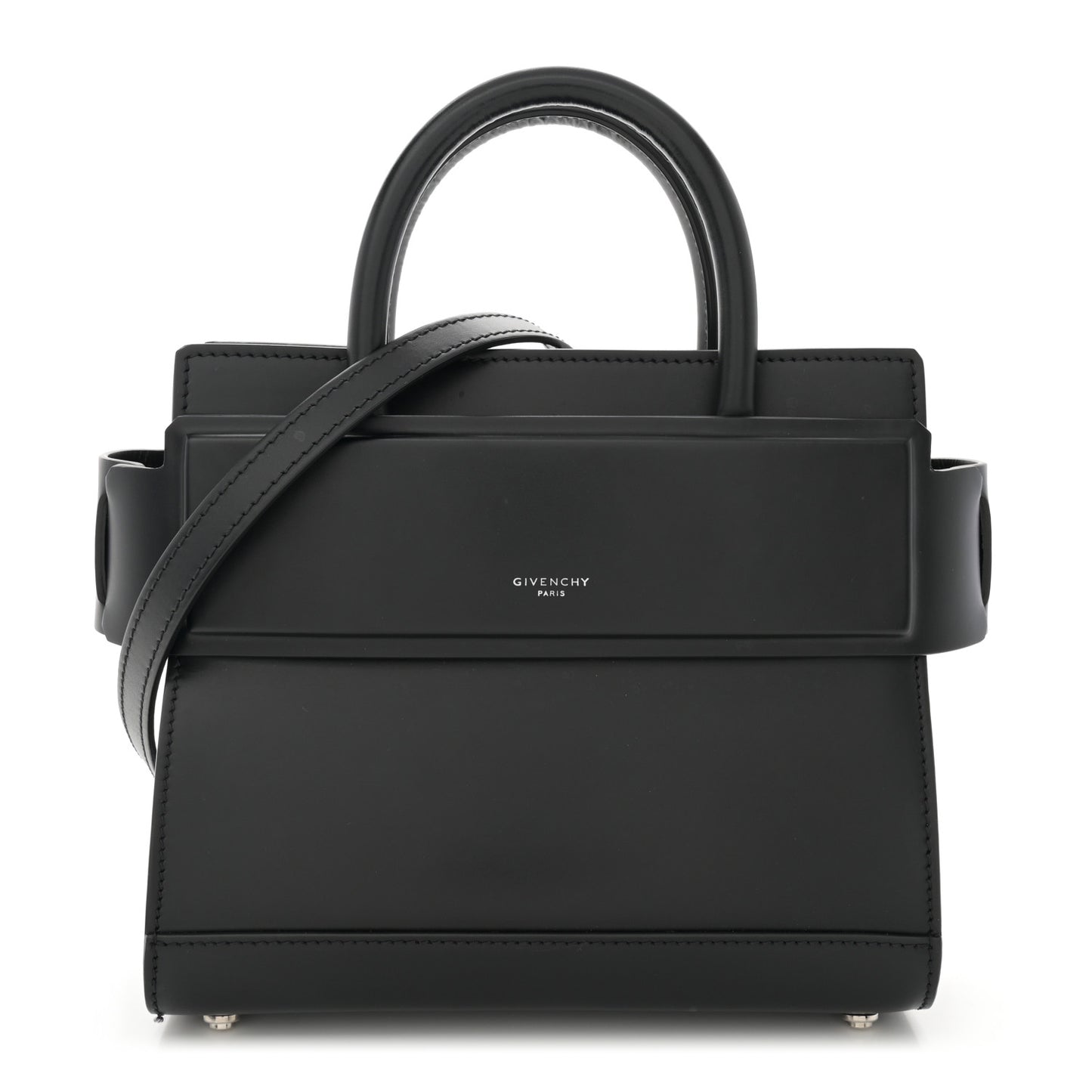 Smooth Calfskin Mini Horizon Satchel Black