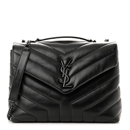 Saint Laurent Calfskin Y Quilted Monogram Monochrome Small Loulou Chain Satchel Black 1 of 11