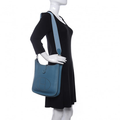 Hermes Taurillon Clemence Evelyne PM Blue Jean 2 of 10