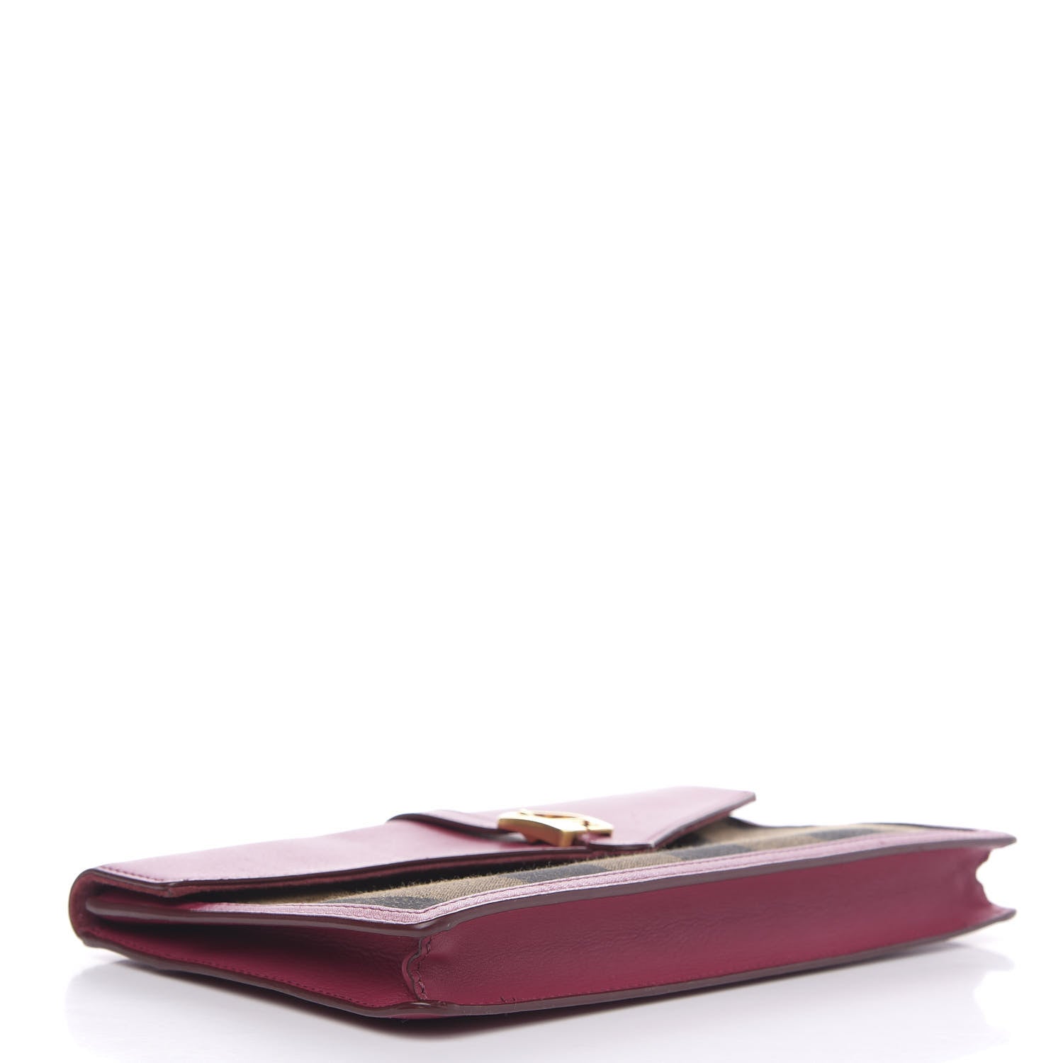 Fendi Pequin Vitello Large Chameleon Envelope Clutch Tobacco Amarena 4 of 10