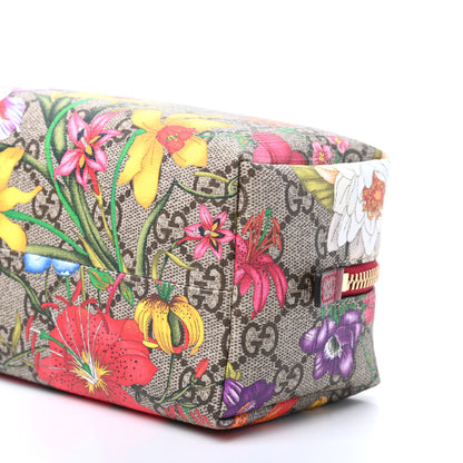 Gucci Soft GG Supreme Monogram Flora Calfskin Medium Ophidia Cosmetic Case Beige Ebony Multicolor Rosso 9 of 10