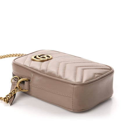 Gucci Calfskin Matelasse Mini GG Marmont Crossbody Bag Porcelain Rose 4 of 11