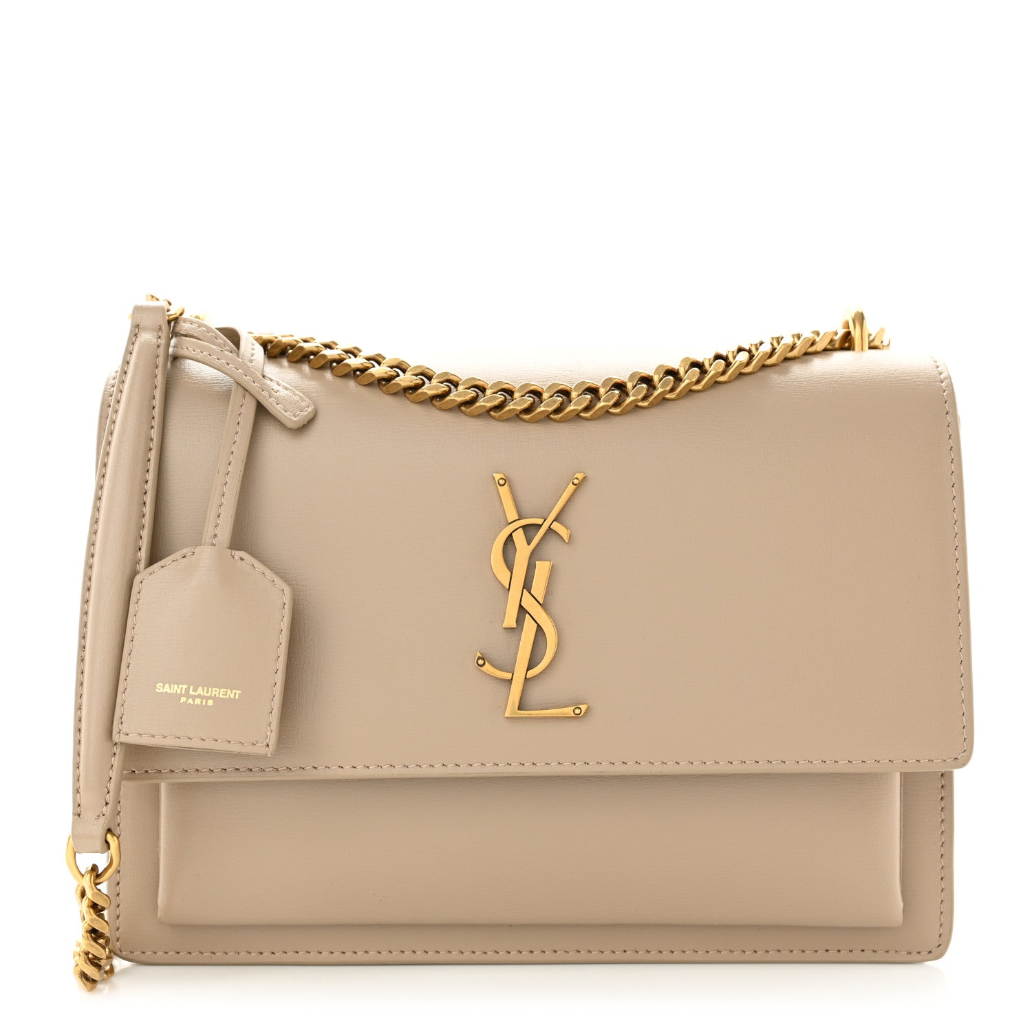 Saint Laurent Calfskin Medium Monogram Dark Beige 1 of 9