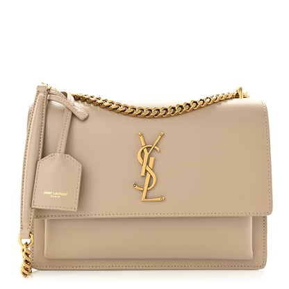 Saint Laurent Calfskin Medium Monogram Dark Beige 1 of 9
