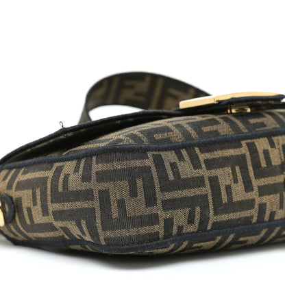 Fendi Fabric Jacquard FF 1974 Medium Baguette Tobacco Moro Black 5 of 12