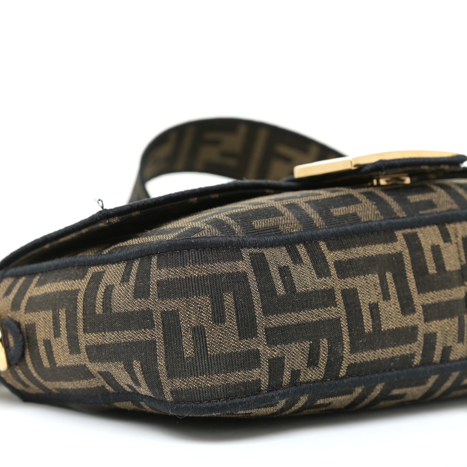 Fendi Fabric Jacquard FF 1974 Medium Baguette Tobacco Moro Black 5 of 12