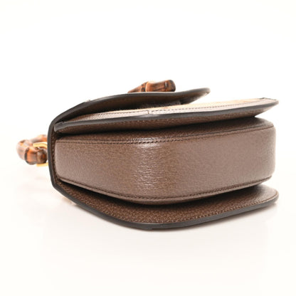 Gucci Monogram Jumbo GG Textured Dollar Calfskin Web Mini Bamboo 1947 Top Handle Bag Camel Ebony New Acero 4 of 9